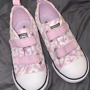 Converse Kids Light Pink Floral Velcro Sneakers